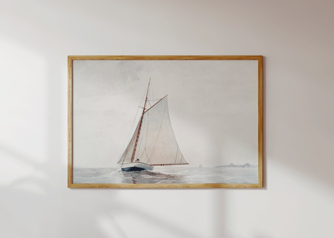 Vintage Sailboat, Modern Coastal Wall Art Print - Image 2