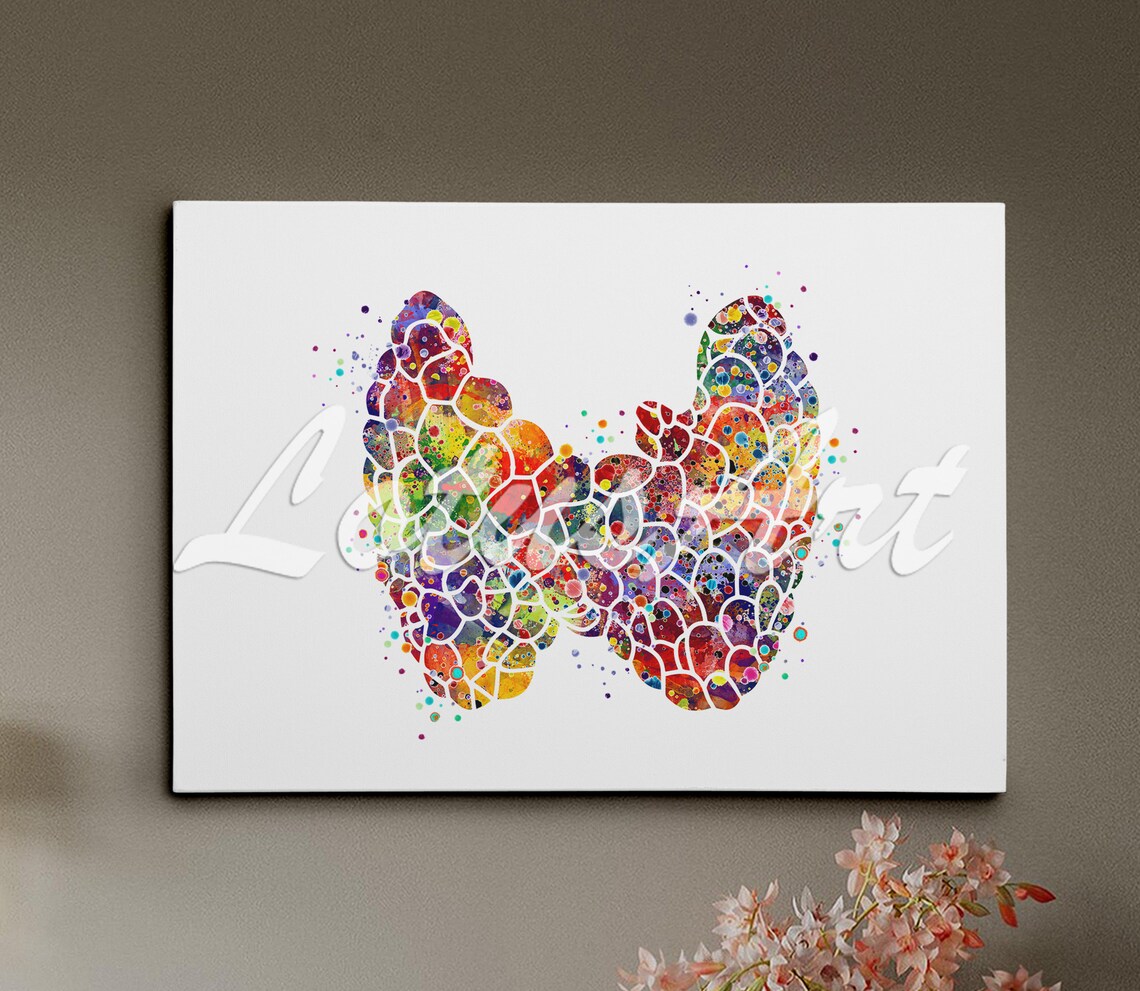 Thyroid Gland Anatomy Colorful Watercolor Medical Art Poster
