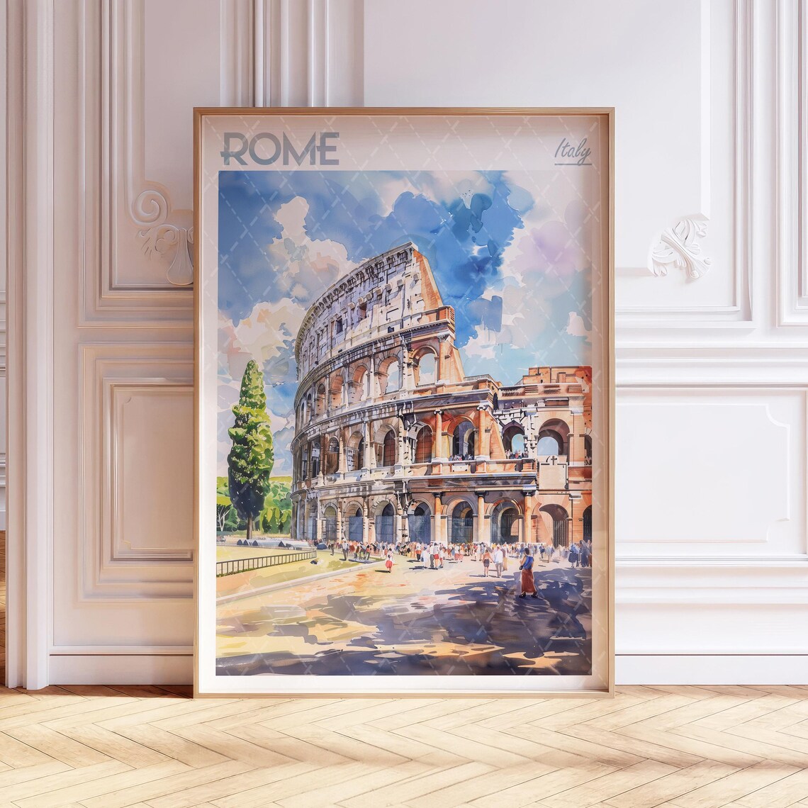 Rome Watercolor Travel Poster, Italy City