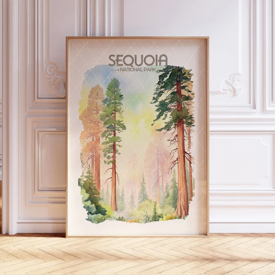 Sequoia National Park Watercolor Travel Poster