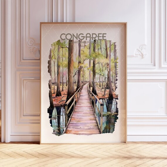 Congaree National Park South Carolina Boardwalk Watercolor Poster