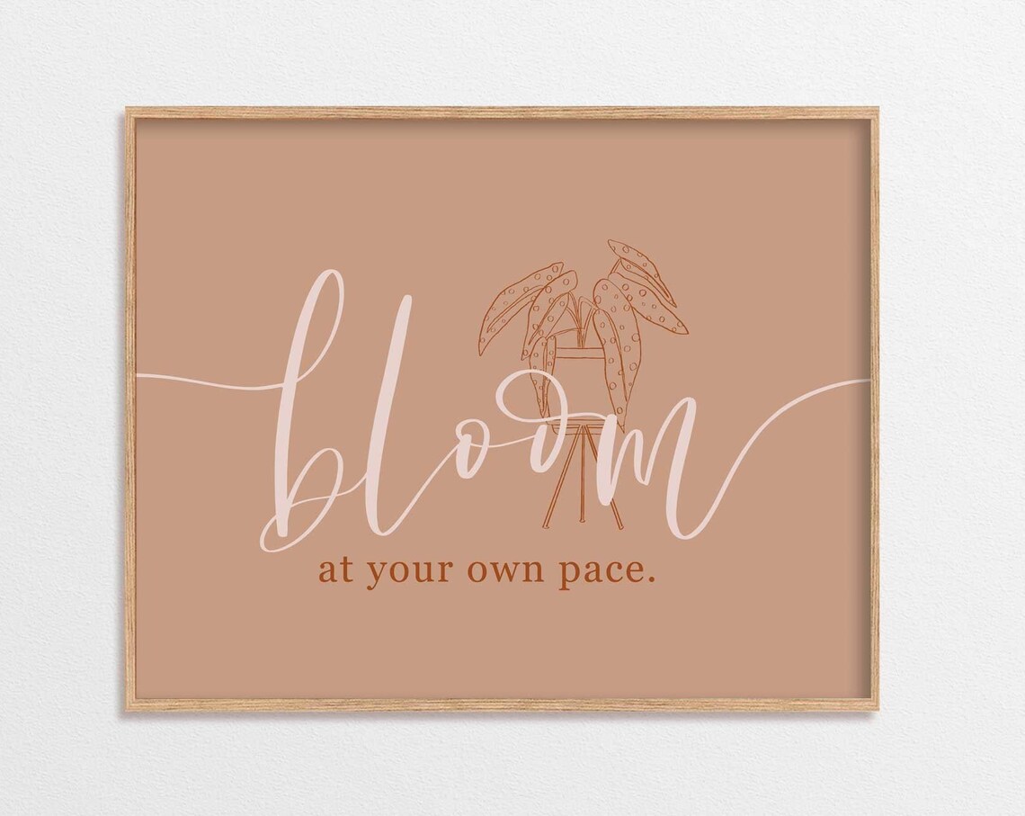 Self Love Quote Plant Boho Typography Art Print