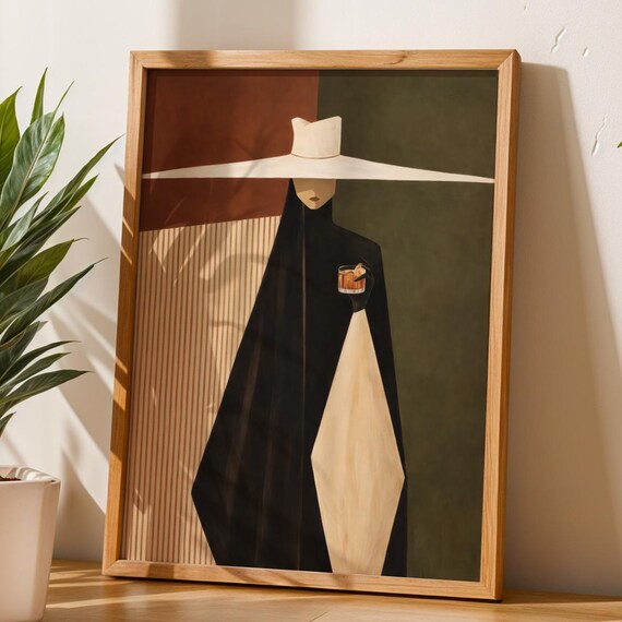 Fashion Figure Poster Minimal Noir Wall Art Chic Cocktail Decor