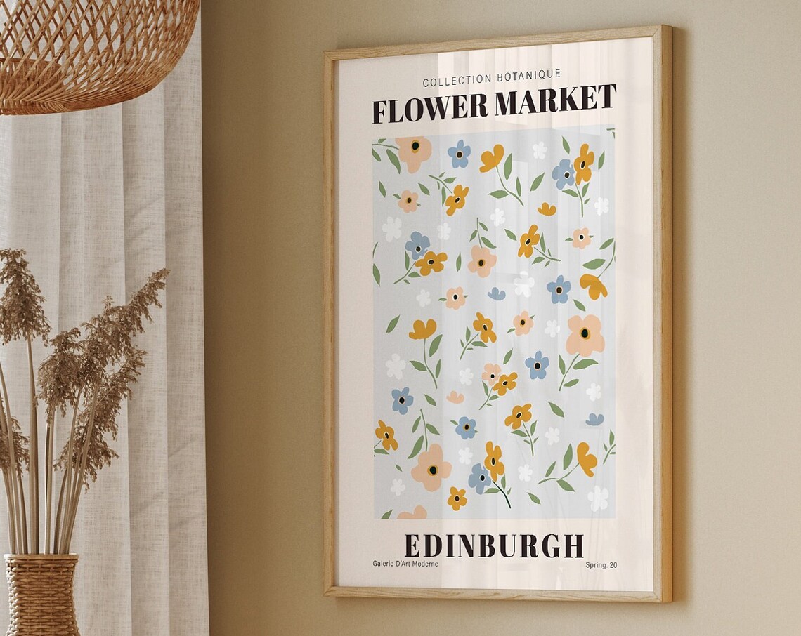 Edinburgh Flower Market Retro Poster Print - Image 2