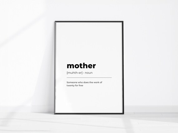 Mother Definition Print Gifts For Mum Her Wall Art New Mom Gift Minimalist Family Home Decor