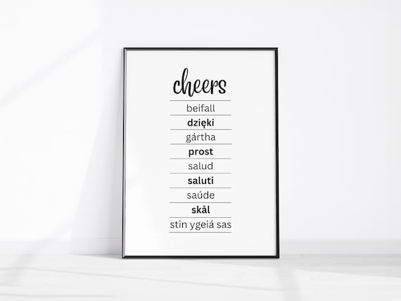 Cheers Sign in Different Languages Art Print