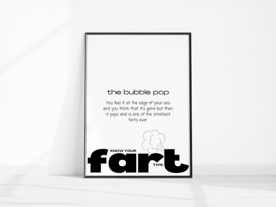 The Bubble Pop Funny Farting Description Fun Bathroom Wall Art Know Your Fart Definition Decor Rude Man Cave Print Dorm