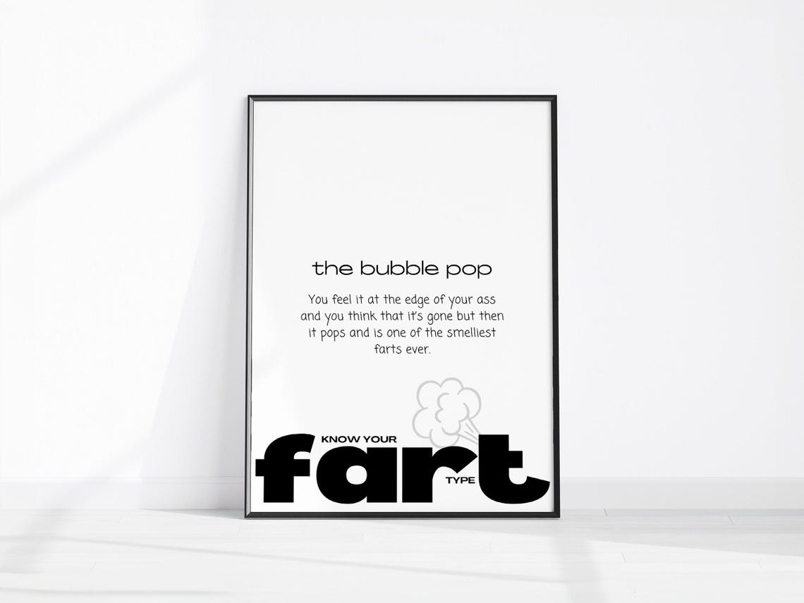 The Bubble Pop Funny Fart Definition Bathroom Humor Typography Poster