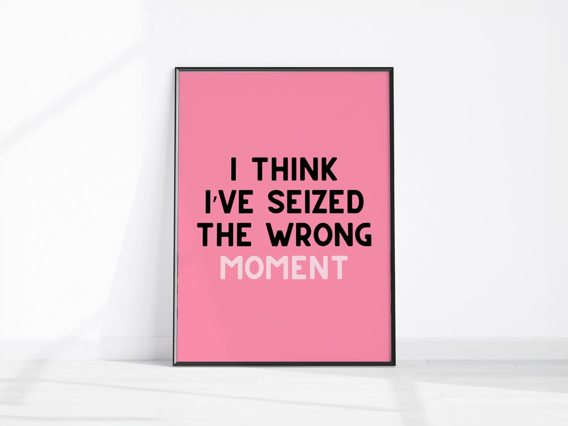 I Think I Have Seized the Wrong Moment Funny Pink Quote Poster