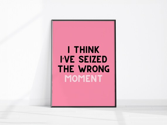 I Think I Have Seized the Wrong Moment Funny Pink Quote Poster