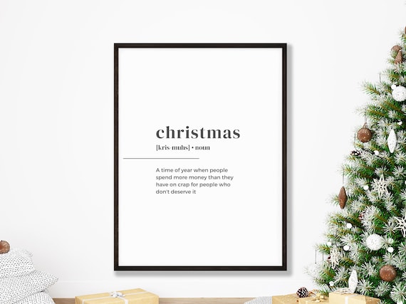 Funny Christmas Definition Spending Quote Minimalist Gift Poster