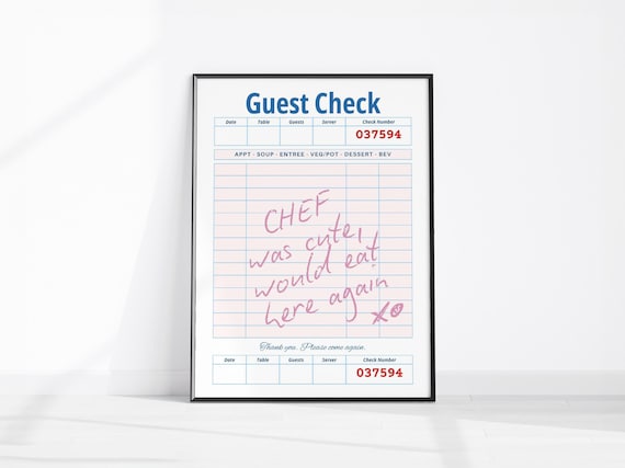 Guest Check Chef Was Cute Would Eat Here Again Kitchen Poster