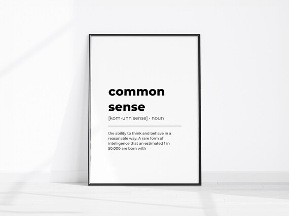 Common Sense Funny Definition Dictionary Humor Office Wall Poster