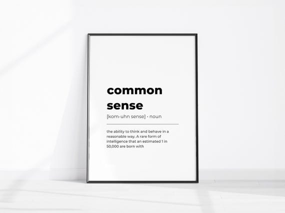 Office Wall Art Common Sense Definition Funny Home Decor Student Dorm Sign Fun Print Sarcastic