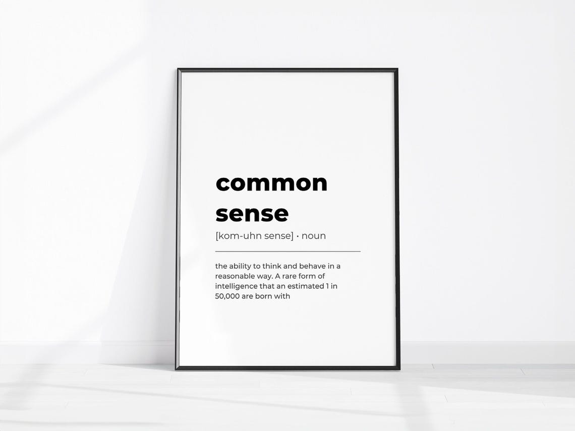 Common Sense Funny Definition Dictionary Humor Office Wall Poster