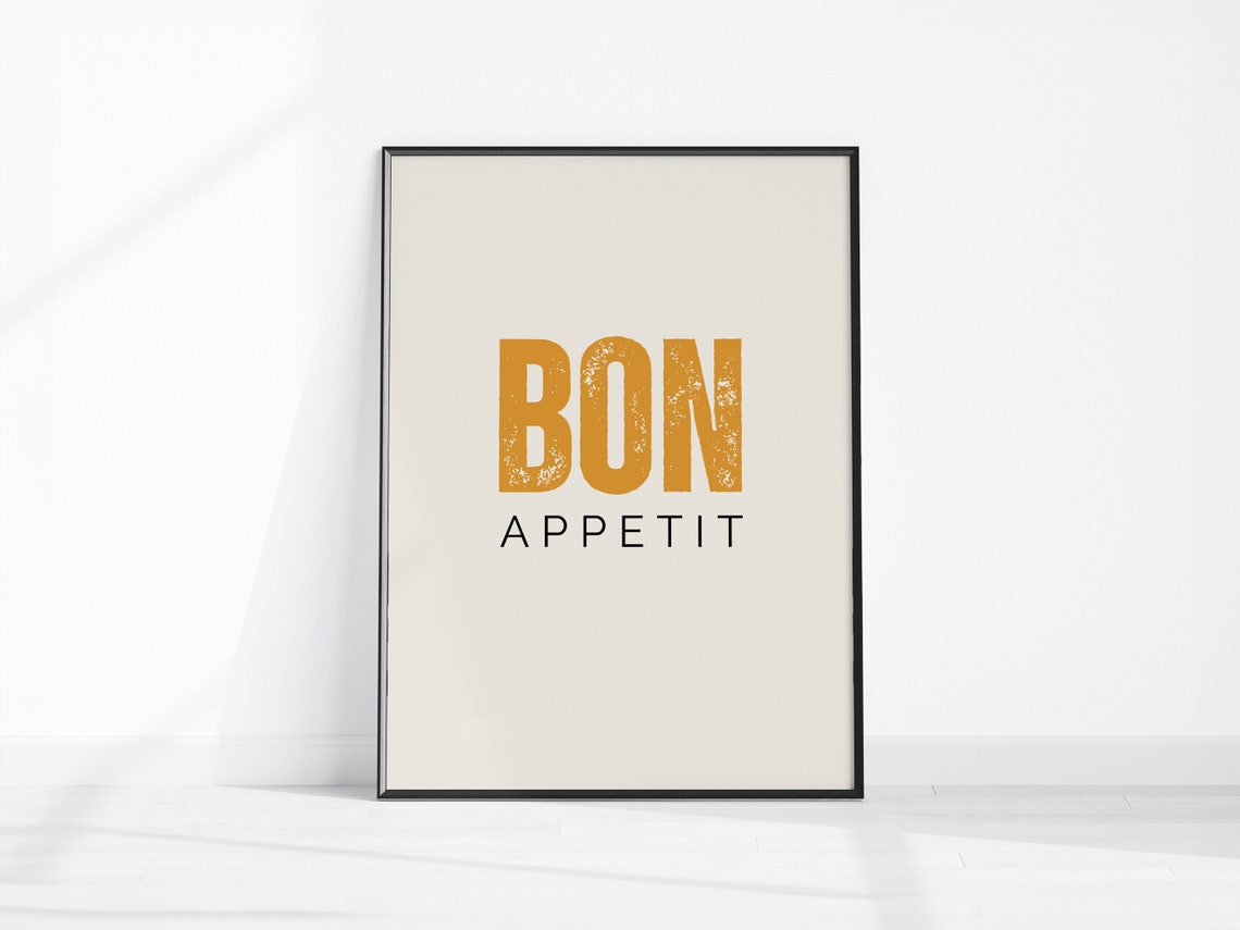 Chic Bon Appetit Minimalist French Typography Kitchen Wall Print