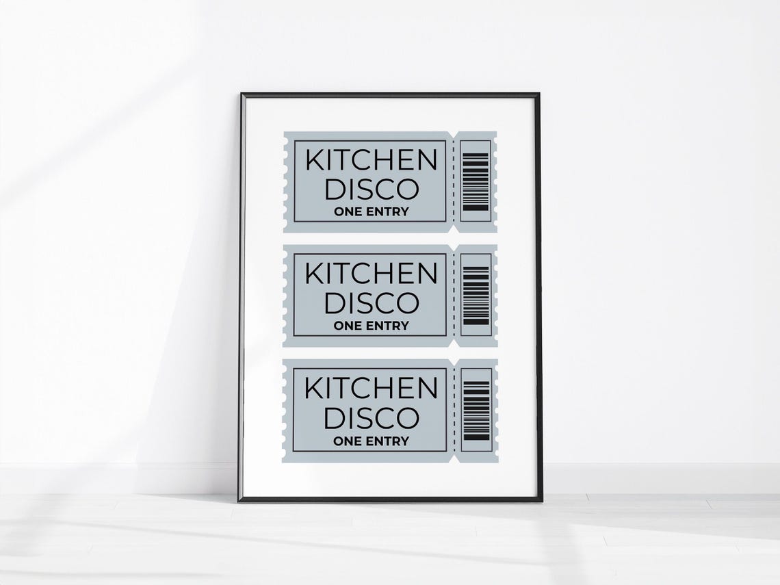 Kitchen Disco One Entry Ticket Stub Retro Funny Wall Decor Poster