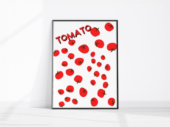 Tomato Scatter Red Tomato Fruit Playful Kitchen Decor Poster