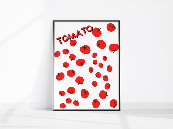 Tomatoes Wall Art Vintage Food Print Trendy Tomato Poster Retro Kitchen Red