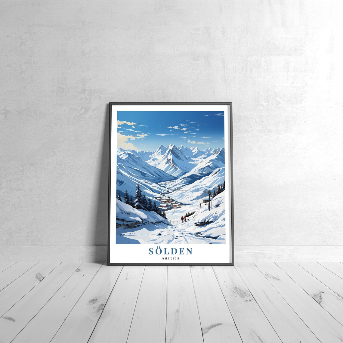 Solden Austria Vintage Travel Snowy Ski Resort Alpine Mountain View Poster