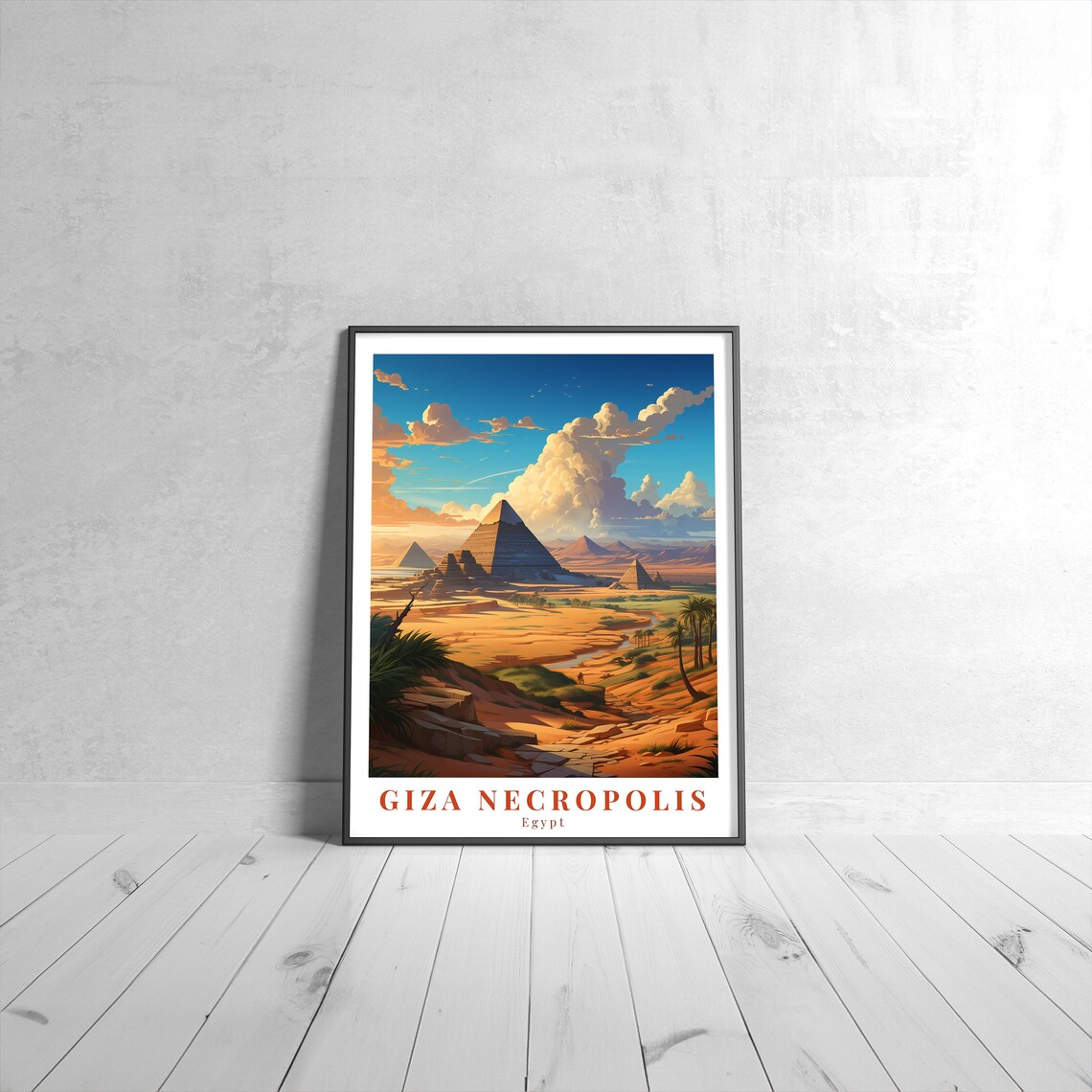Giza Necropolis Vintage Travel Poster, Egypt