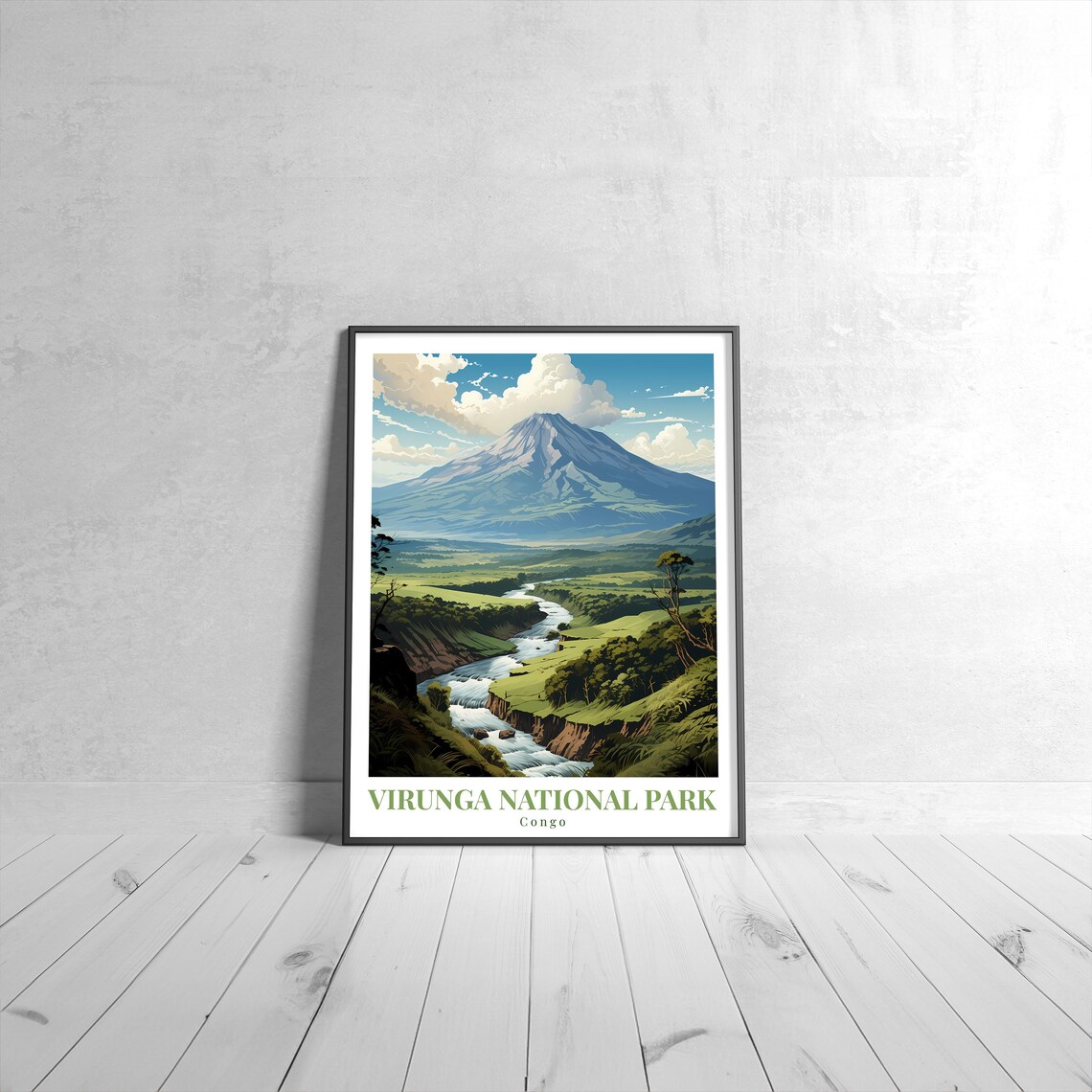 Virunga National Park Vintage Travel Poster