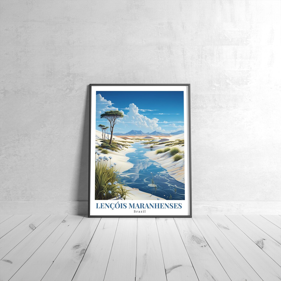 Lencois Maranhenses Brazil Vintage Travel Poster Dunes Lagoon