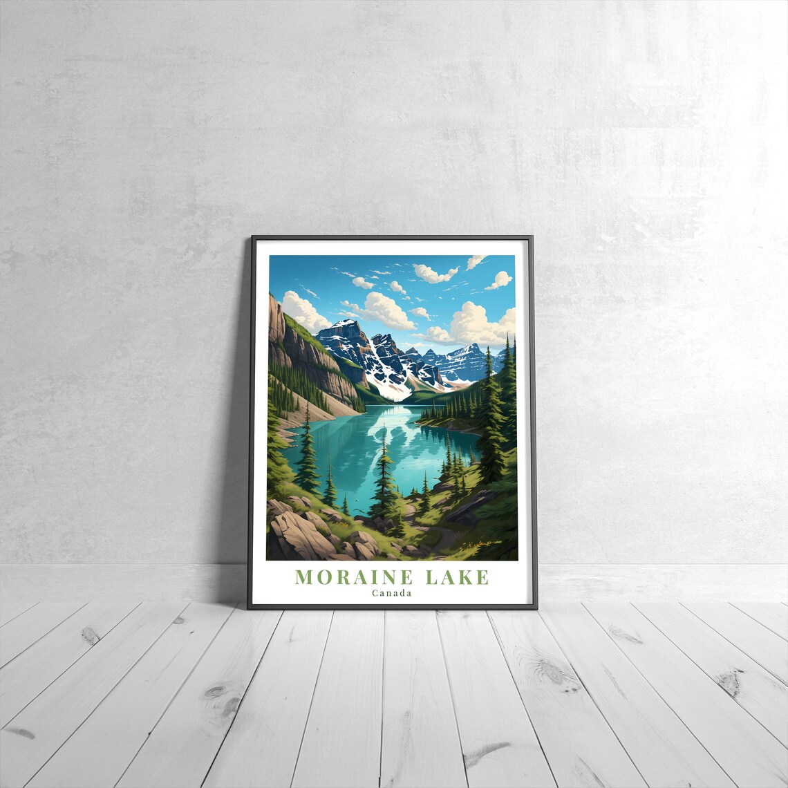 Moraine Lake Canada Vintage Travel Poster Turquoise Valley of Ten Peaks
