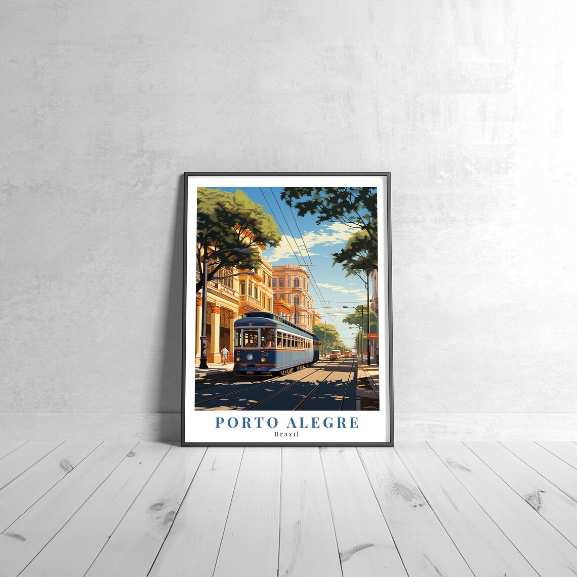 Porto Alegre Brazil Vintage Historic Tram Street Travel Poster
