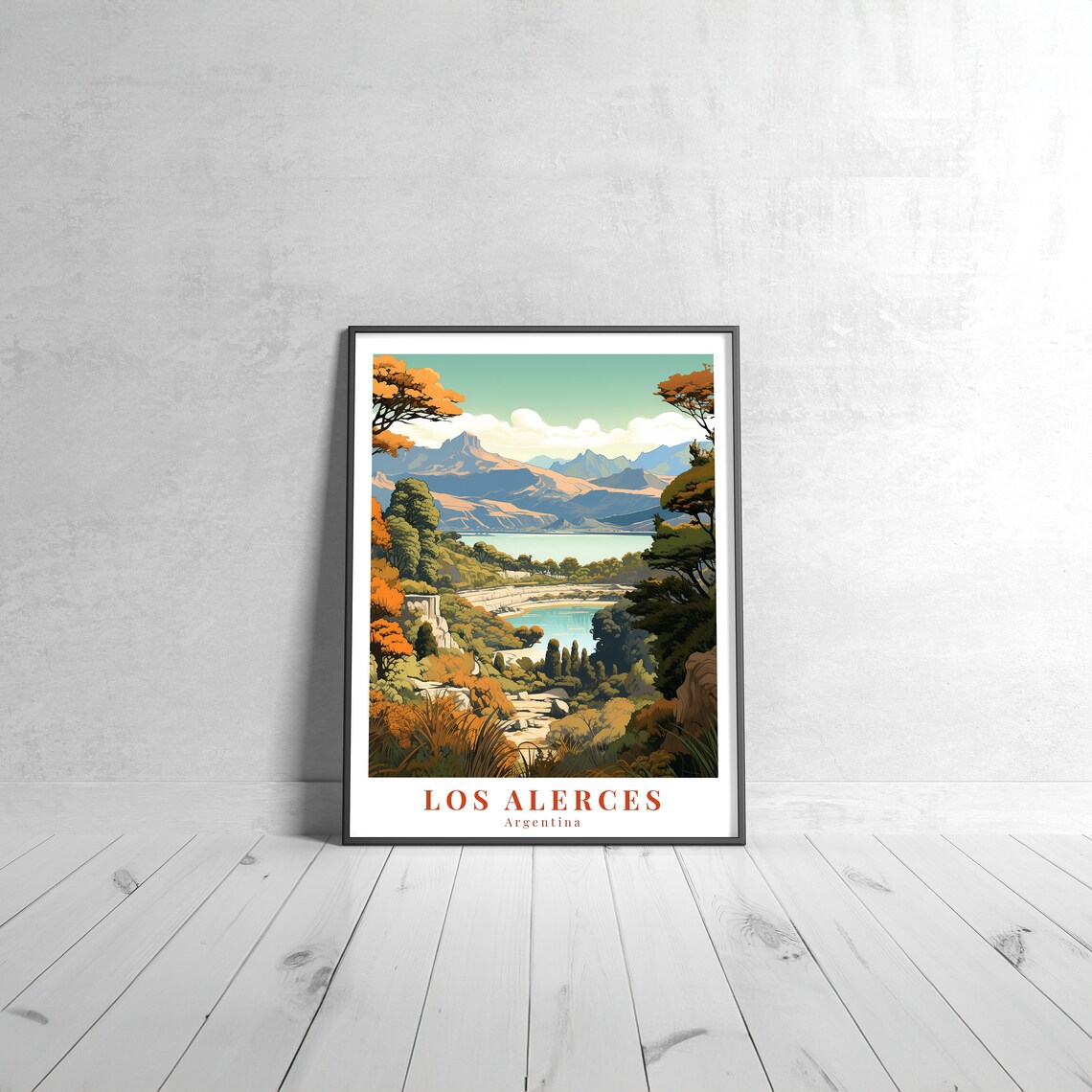 Los Alerces Vintage Travel Poster, Argentina