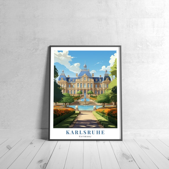 Karlsruhe Vintage Travel Poster Retro Germany Art Print Colorful Home Decor Wall Unique Gift