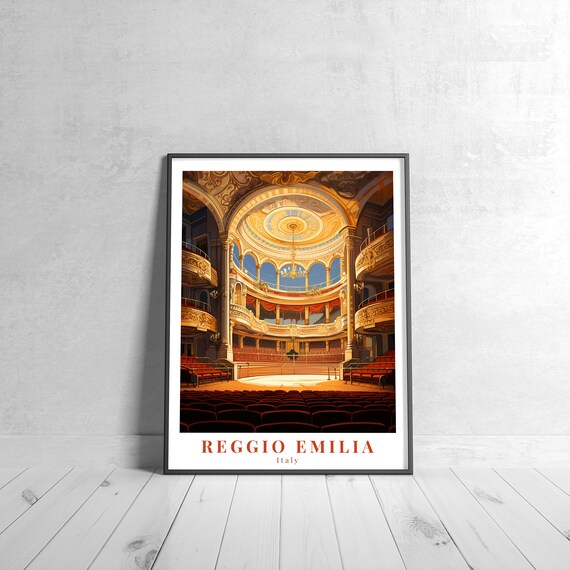 Reggio Emilia Italy Grand Opera House Interior Vintage Travel Poster