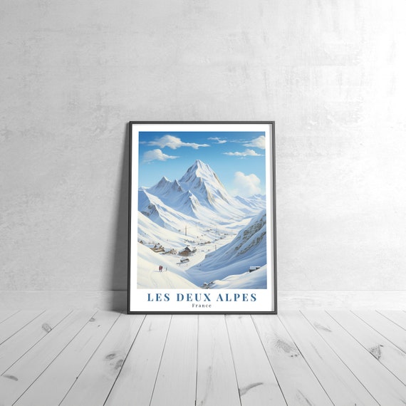 Les Deux Alpes Vintage Travel Poster Retro France Art Print Colorful Home Decor Wall Unique Gift