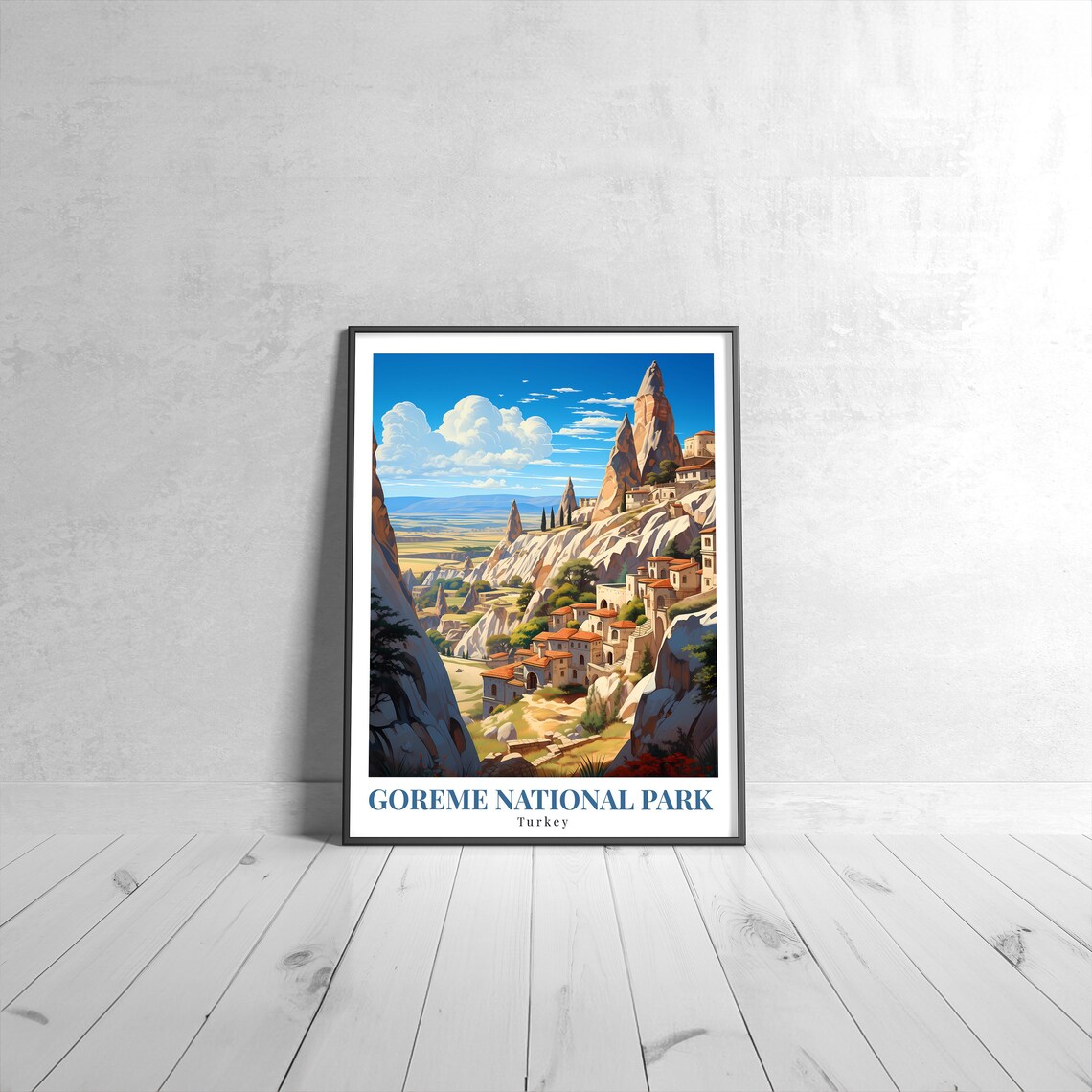 Goreme National Park Turkey Vintage Travel Poster Fairy Chimneys View