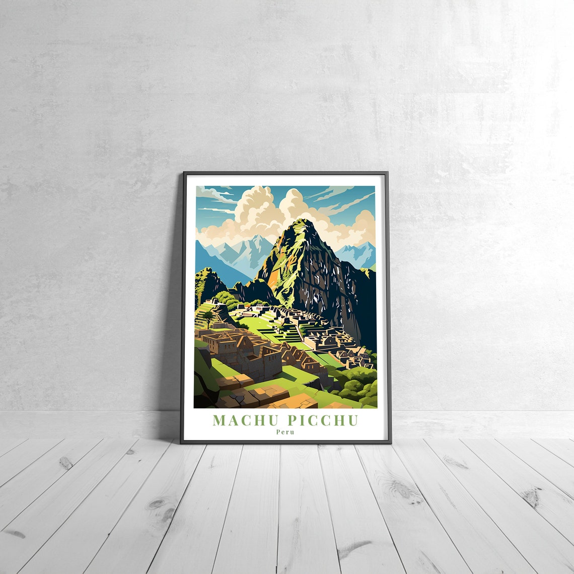 Machu Picchu Peru Andes Mountain Ancient Ruins Vintage Travel Poster