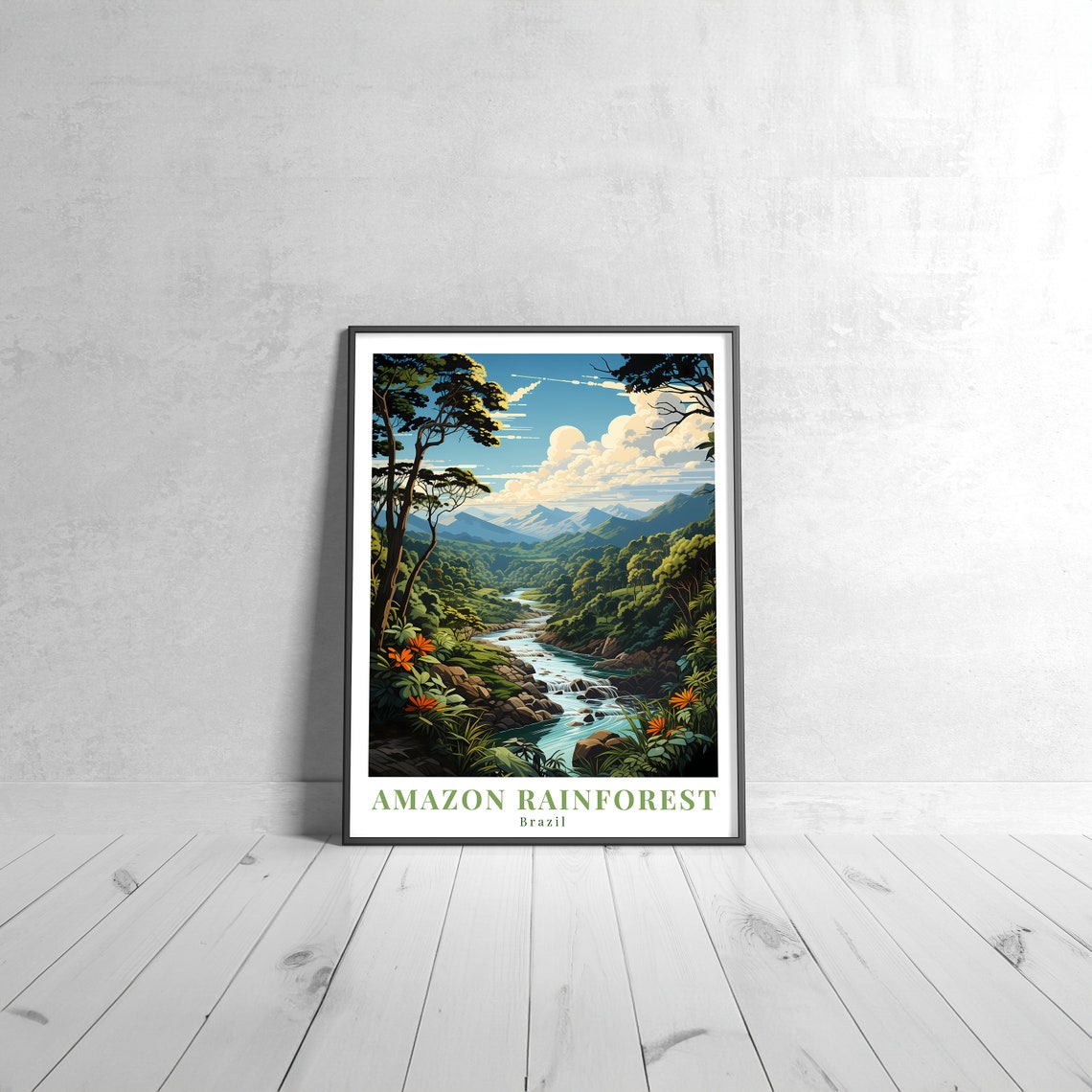 Amazon Rainforest Brazil Vintage Retro Jungle Canopy Travel Poster