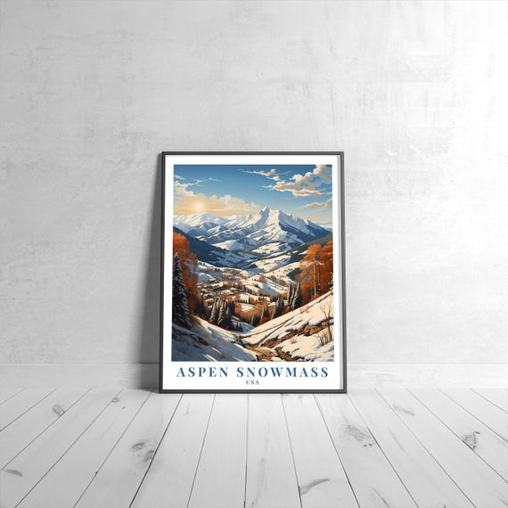 Aspen Snowmass Vintage Travel Poster Retro Usa Art Print Colorful Home Decor Wall Unique Gift