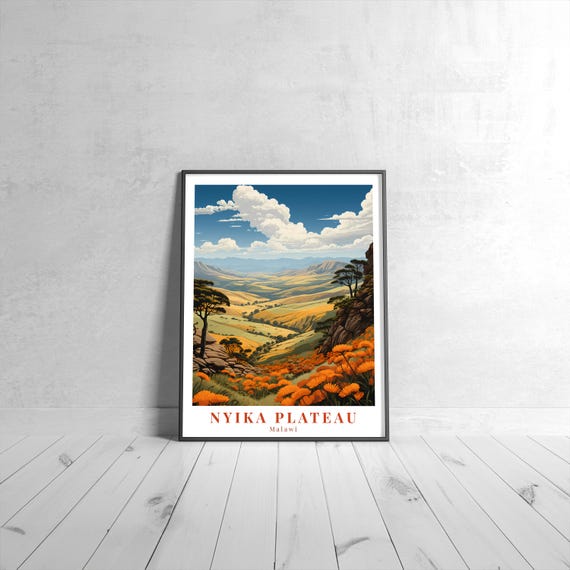 Nyika Plateau Vintage Travel Poster Retro Malawi Art Print Colorful Home Decor Wall Unique Gift