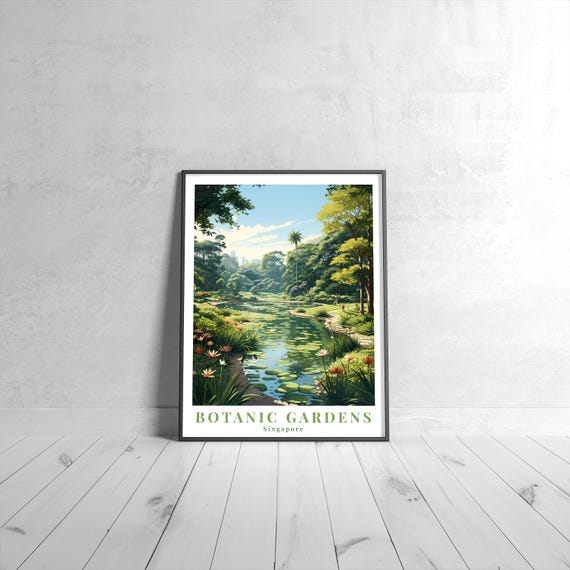 Botanic Gardens Vintage Travel Poster Retro Singapore Art Print Colorful Home Decor Wall Unique Gift