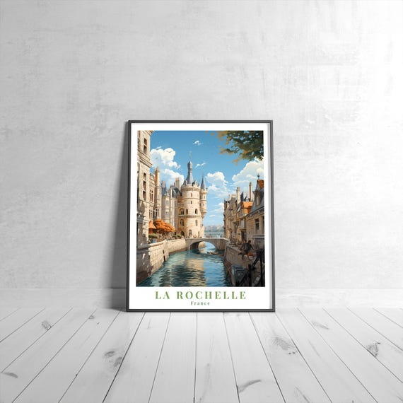 La Rochelle Vintage Travel Poster Retro France Art Print Colorful Home Decor Wall Unique Gift