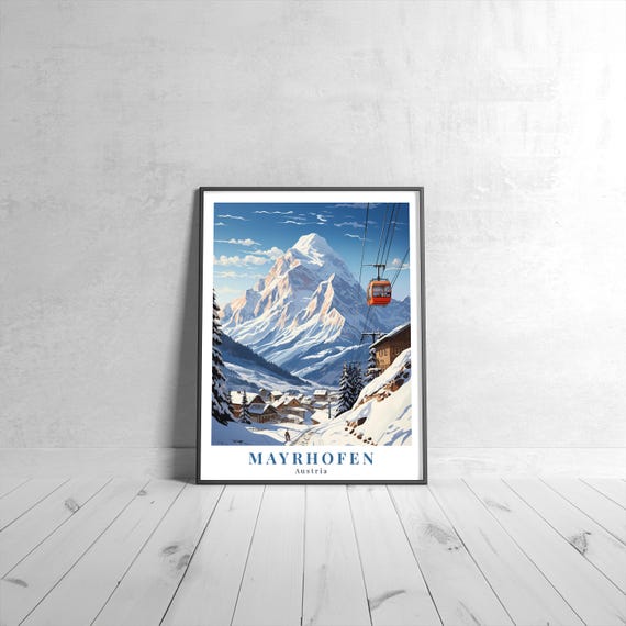 Mayrhofen Vintage Travel Poster Retro Austria Art Print Colorful Home Decor Wall Unique Gift
