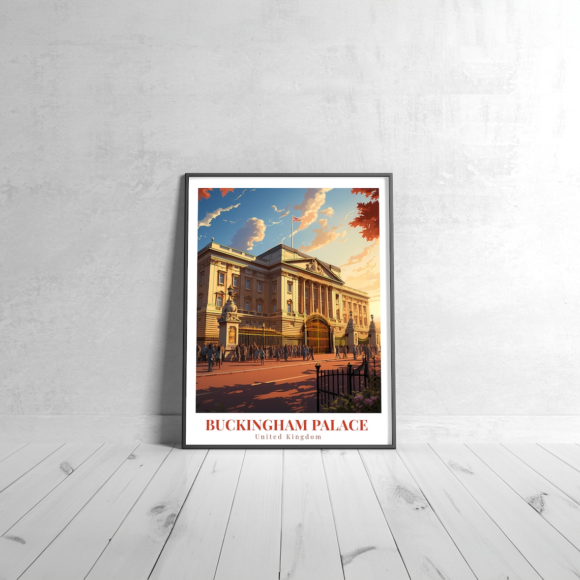 Buckingham Palace United Kingdom London Landmark Vintage Travel Poster