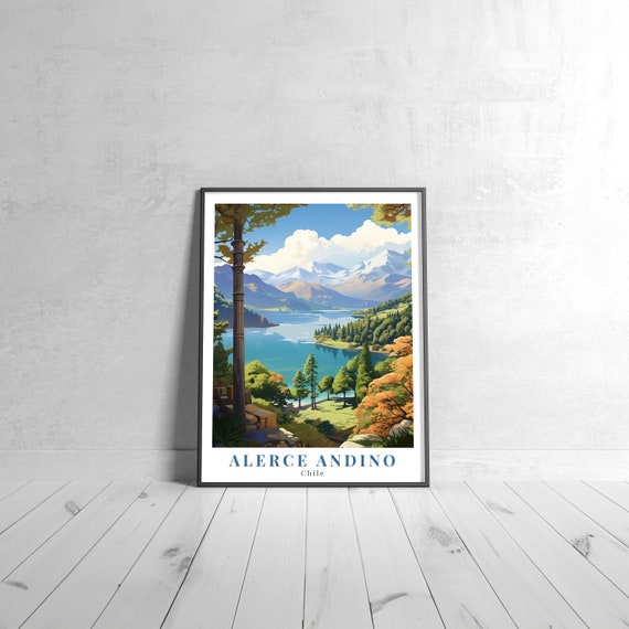 Alerce Andino Vintage Travel Poster Retro Chile Art Print Colorful Home Decor Wall Unique Gift