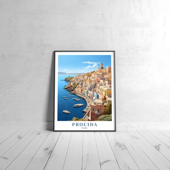 Procida Vintage Travel Poster Retro Italy Art Print Colorful Home Decor Wall Unique Gift