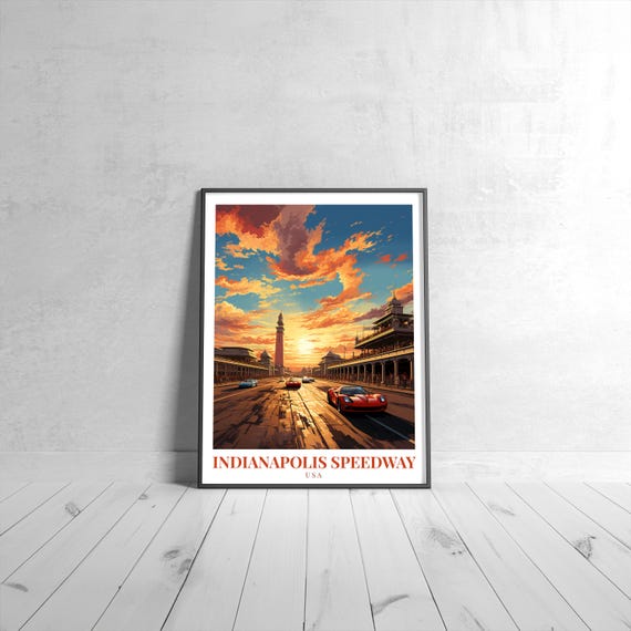 Indianapolis Motor Speedway Vintage Travel Poster Retro Usa Art Print Colorful Home Decor Wall Unique Gift