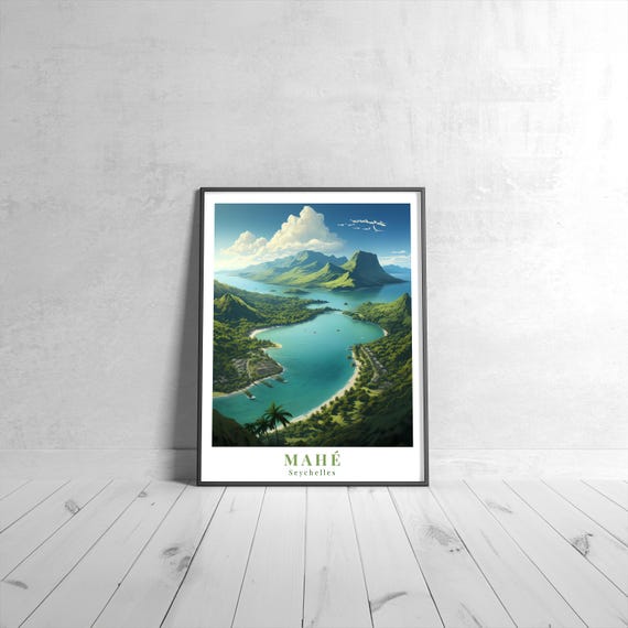 Mah Vintage Travel Poster Retro Seychelles Art Print Colorful Home Decor Wall Unique Gift