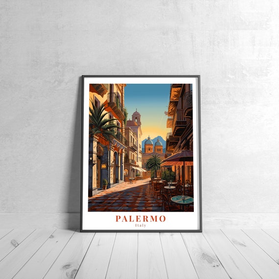 Palermo Vintage Travel Poster Retro Italy Style Art Prints For Wall Decor