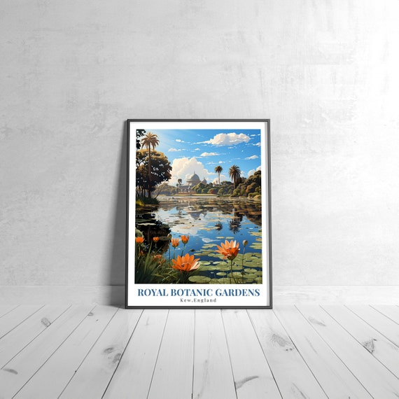 Royal Botanic Gardens Vintage Travel Poster Retro Kew England Art Print Colorful Home Decor Wall Unique Gift