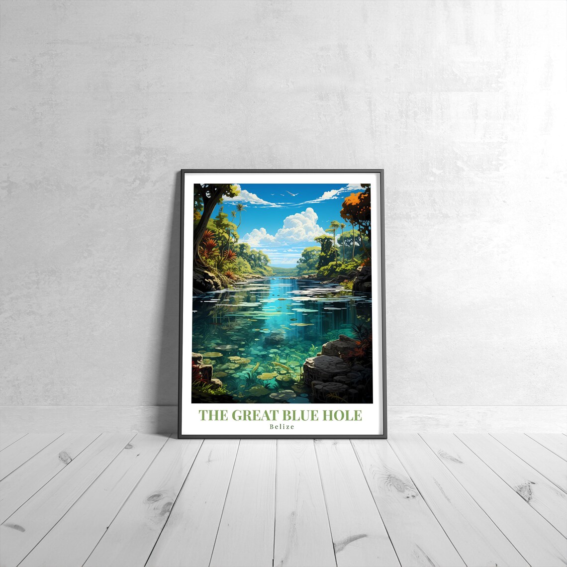 The Great Blue Hole Vintage Travel Poster, Belize