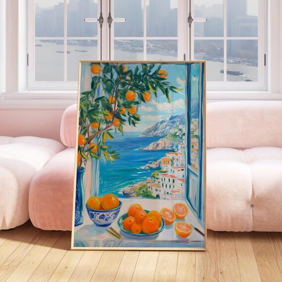 Henri Matisse Open Window Art Print Colorful Coastal View With Oranges Poster Mediterranean Wall Decor Vintage Fauvism Painting
